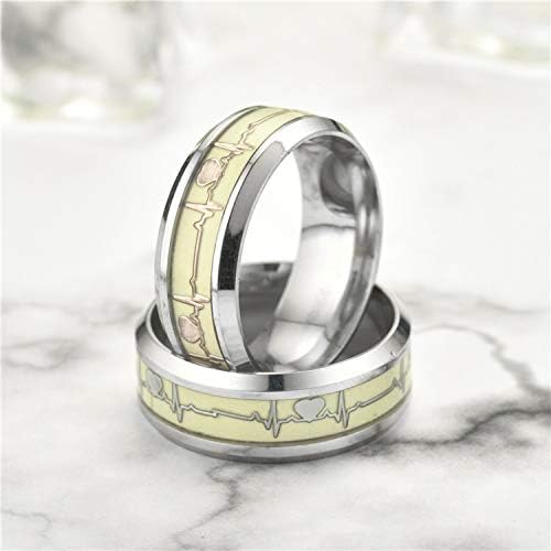 Anéis de brilho anéis de aço inoxidável para mulheres meninos ， Venus orb Ring Heart Glow in the Dark Trendy Cute Rings