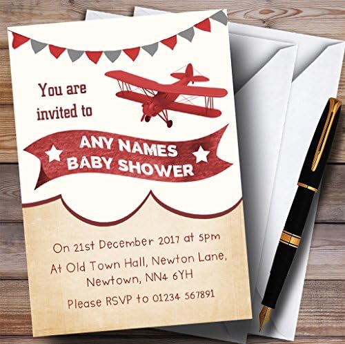 Convites de nuvem de avião vintage convites para chá de bebê
