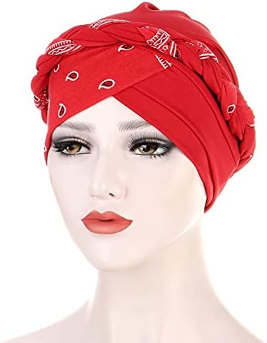 Mulheres Chapéu de turbante étnico Bohemian Flor Chemo Beanie Cap Slouchy Cancer Headwear Muslim Twisted Turbans Heardwrap