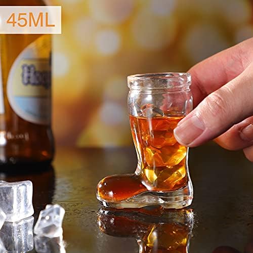 Cabilock 4pcs Whisky Shot Glasses Funny Cowboy Botas Shape