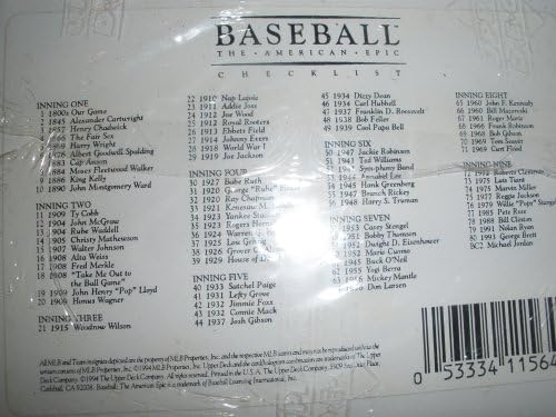 Baseball The American Epic - 81 Upper Deck Historic Baseball Set