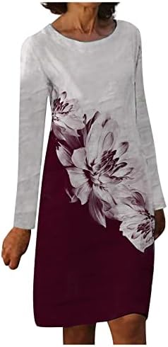 Vestidos havaianos nokmopo para mulheres redondo pescoço casual vestido de manga comprida
