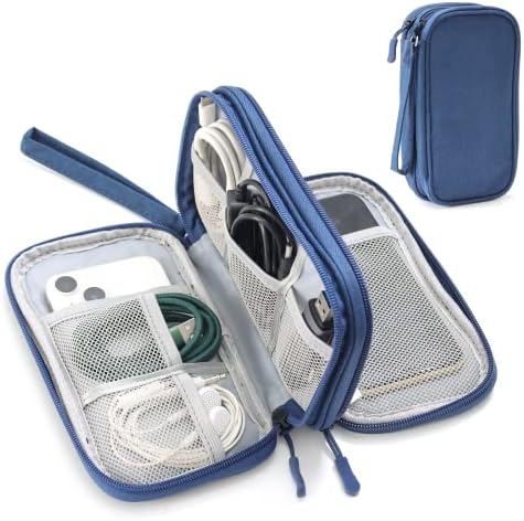 Organizador eletrônico pequeno, bolsa de bolsa organizadora de cabo de viagem dupla à prova d'água para telefone celular, carregador, cabo, fio, fone de ouvido, mouse e outros pequenos itens armazenamento