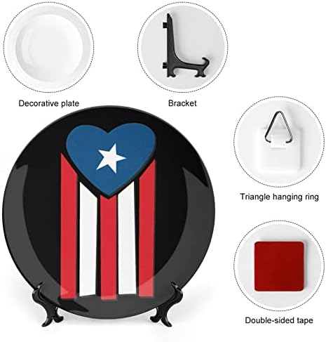 Bandeira porto -riquenha com ossos cardíacos China China Placas decorativas com ornamentos pendurados pratos de jantar