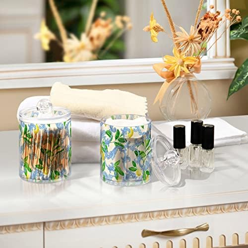 Recipientes de banheiro de cotonete de limão floral Jarra de cotonete com tampas conjuntos de algodão Round Bolder Round Solder