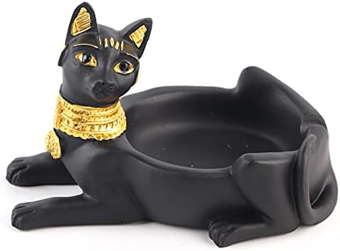 RESINA CRATA CANTO CANTO DE CATO, estilo europeu egípcio gato preto deus estatueta padrão de charuto cinzeiro em casa Decoração