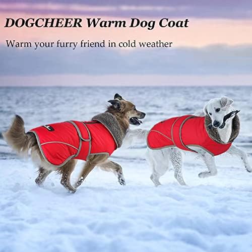 Dogcheer Dog Casaco de inverno, colete de cachorro -cachorro quente Caminho de cães de Natal com colarinho de lã, roupas refletidas