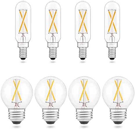 AIELIT 4PACK 2W T8/A15 Lâmpadas LED Bulbas, lâmpada incandescente equivalente a 25W, 2700k White White, Bulbos LED T6 E12 e lâmpadas