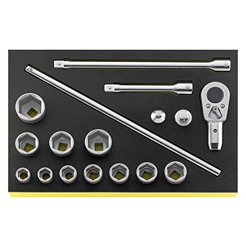 Stahlwille 96830221 conjunto de ferramentas com TCS 11/55/6, 17 peças, incluindo inserção de chave de soquete, catraca, cabeça deslizante, alça de barra, barra de extensão e adaptador, fabricada na Alemanha
