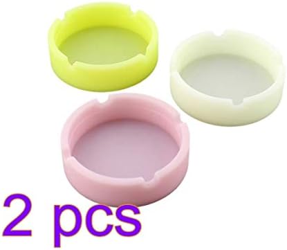 Bingfang-W cinzeiros 6pcs silicone luminoso cinzeiro redondo resistente ao calor brilho em decoração escura de cinzas