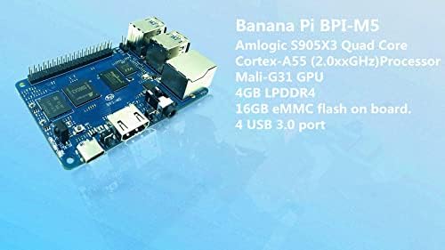 Banana Pi Open Hardware Development Board Banana PI BPI M5 AmLogic S905X3 Quad-core Poupa, suporta 4GB LPDDR4 e 16G EMMC Storage