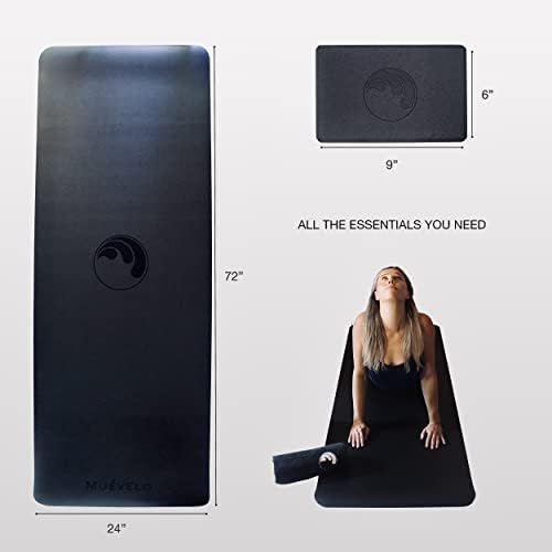 Black Yoga Mat Set-Kit de ioga e pronto para iniciantes e aparelhos avançados, bolsa, toalha, blocos e equipamentos