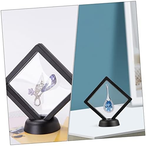 Caixa de anel de suspensão de cabilock 10pcs Caixa de jóias transparente Caixa de jóias Flutuante Exibição da moda Stand Stand suspensa Stand Black 3D