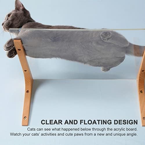Prateleira de gato flutuante de Takekit para parede, acrílico claro e móveis de parede de gato de madeira maciça, poleiro de gato