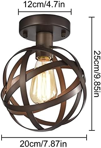 Lalula semi rubor de montagem teto de bronze orb lustre 1 luz pequena luminária de corredor luminárias teto