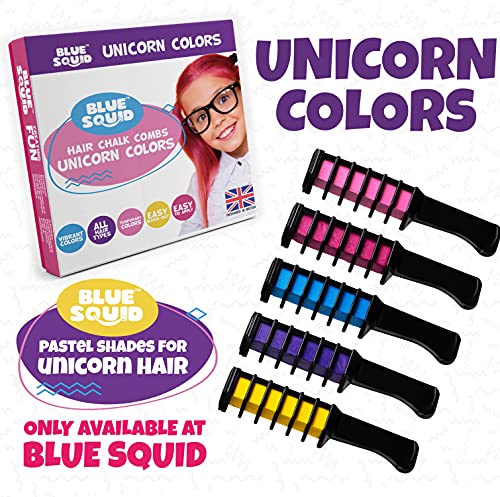 Galk de cabelo de lula azul para meninas - pentes de cor de cabelo, cor de cabelo temporária vibrante para crianças, tinta