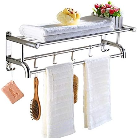 Rack de toalha Erddcbb com trilho de toalha dupla para o organizador da prateleira de chuveiro de banheiro acabamento polido 50cm