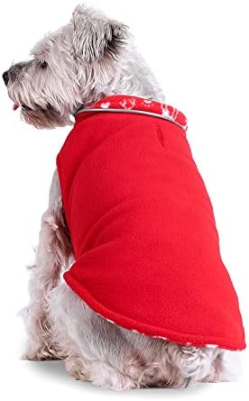 Mogoko Christmas Reversível Dog Sweater Segurança Reflexiva CATA FECLO CATA DE PET JAPAT com arnês/coleira para filho