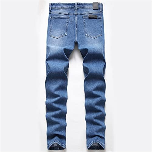 Jeans esbeltos rasgados para homens angustiados destruídos as calças de jeans reto de perna retro Hip Hop Jean Troushers