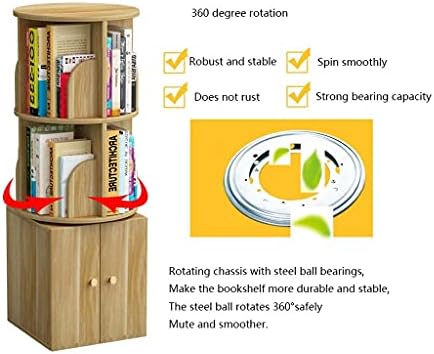 Aserveal Bookshelf Rotary Bookshelf com gabinete de 360 ​​graus prateleira simples para economizar espaço para pouso