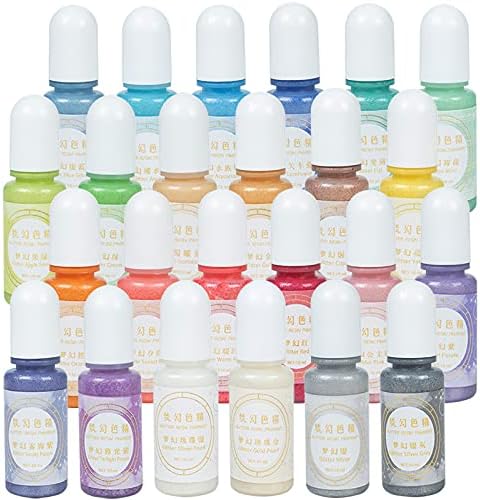 24 cores Pigmentos de resina glitter translúcida colorante líquido, cada um 10g 10ml 0,35 oz
