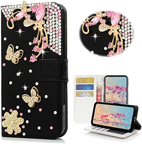 Stenes Zte Blade Z Max Case, ZTE ZMAX PRO 2 CASO - ENLISHO - 3D Bling Bling Crystal Heart Pingente Flores da carteira Slots de cartão