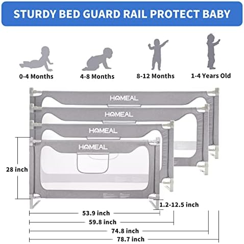 Caleal Crianças Cama de cama para cama king size, atualização de pequenos trilhos da cama, guarda ferroviário de leito de bebê