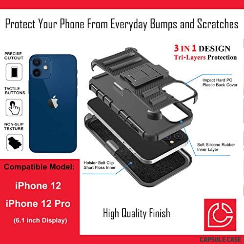 Ohiya Case Compatível com o iPhone 12 [Proteção militar Proteção à prova de choque para o coldre de kickstand protetora