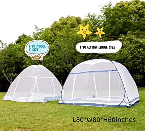 JSANH dobrando as cortinas do dossel de tenda líquida para camas Pop -Up Mosquito Tent de tamanho de mosquito portátil da tenda de mosquito com fundo para adultos (L80XW80XH62 polegadas