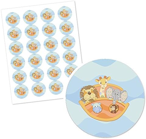 Big Dot of Happiness Noah's Ark - Baby Shower Circle Sticker Rótulos - 24 contagem