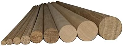 Haste redonda carvalho de 1 m de comprimento, diâmetro 8-40 mm, hastes de madeira redondo a madeira de madeira de madeira