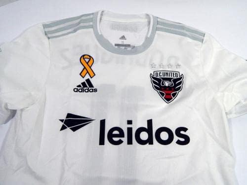 2019 DC United Lucas Rodriguez #11 Jogo usado White Jersey Ribbon S 05 - camisas de futebol autografadas