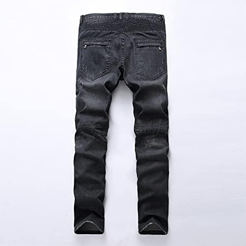 Zíper masculino deco lavado jeans moto motociclista ruga slim fit jeants calças de motocicleta acolchoada calças jeans