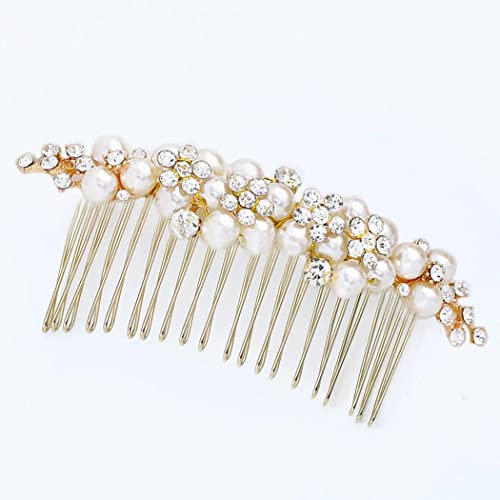 Asooll Pearl Bride Hair Hair pente Gold Rhinestone Hair Clip Crystal Hair Acessórios para mulheres e meninas