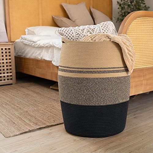 Goodpick grande lavanderia cesto de tecido de tecido sujo cesto na sala de estar, quarto, banheiro alto cesto de armazenamento