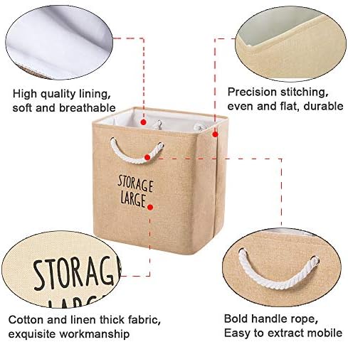 TVMall dobrável cesto de armazenamento grande algodão e material de linho Bola de armazenamento quadrado cesto de