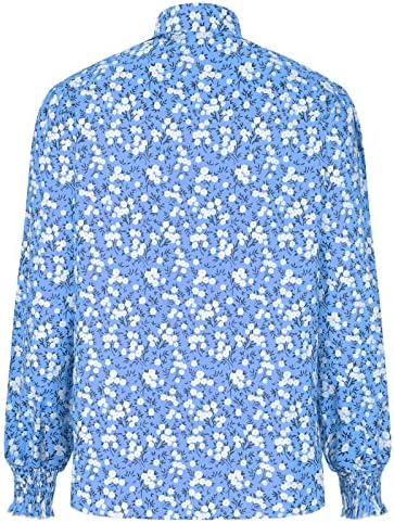 Camisas para mulheres verão casual - Tops de manga longa para mulheres Summer v pescoço blusas florais botão para baixo
