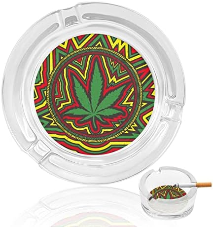 Folha de ervas daninhas em círculo e tiras de cores cinzas de vidro para cigarros e charutos Round Ash Bandeja de estojo