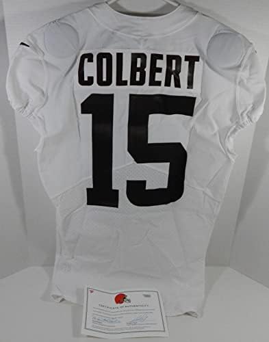 2021 Cleveland Browns Adrian Colbert #15 Jogo usou Jersey White Practice 42 083 - Jogo da NFL não assinado camisas usadas