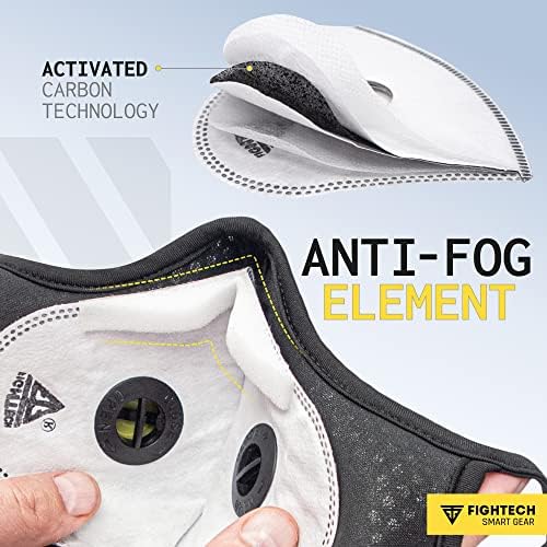 Fightech Dust Face Mask com filtros de carbono extra ativos e válvulas de ar - para trabalhar madeira, movimento, construção