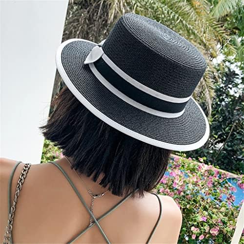 Adquirir chapéu de praia feminino de verão feminino casual hapsa panamá lady clássica plana bowknot straw chapéu de sol