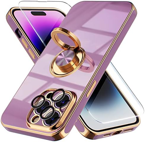 Choiche para iPhone 14 Pro Max Case com suporte de anel rotativo de 360 ​​°, gabinete de silicone macio de Bling de luxo, [Protetores