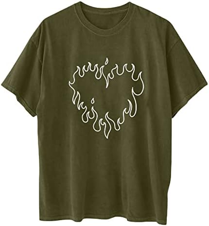 Mulheres Camiseta do Dia dos Namorados Raglan Blusa de manga curta solta Camisetas confortáveis ​​da tripulação camisetas de
