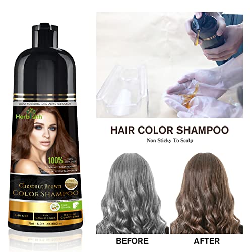 Herbishh Hair Color Shampoo para cabelos grisalhos-xampu de tinta mágica-colorir cabelos em minutos-durading-500 ml-3