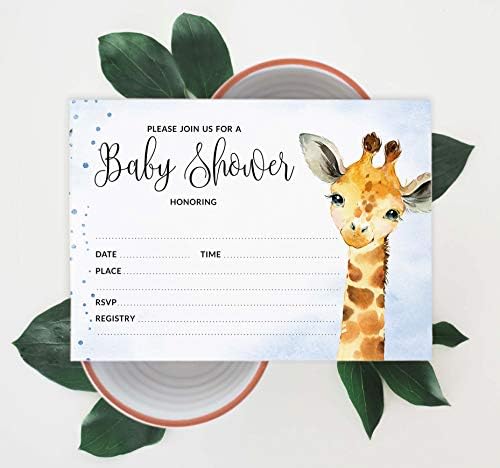 Inkdotpot 30 Preencher os cartões de convite para chá de bebê de estilo girafa jungle animais em branco convites