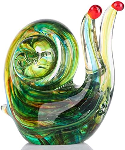 Art Glass Snail Figure Colecionáveis ​​Decoração de mesa de ornamentos de animais soprada para casa, estátua de cristal estátua