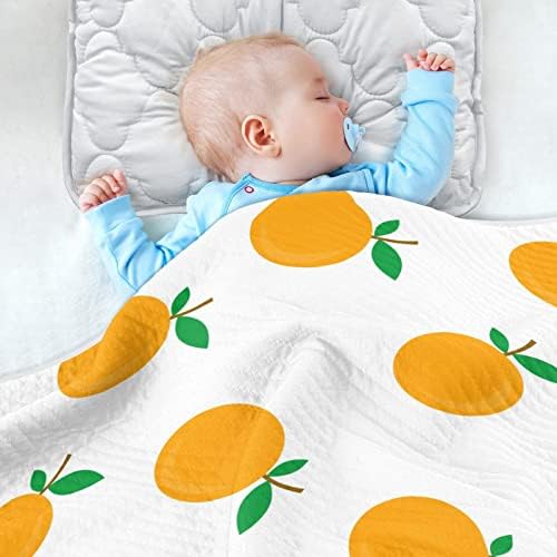 Cobertor de laranjas frescas cobertor de algodão para bebês, recebendo cobertor, cobertor leve e macio para berço, carrinho, cobertores de berçário, 30x40 em branco