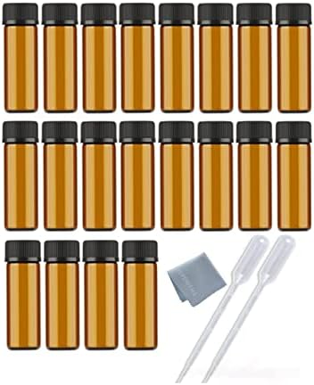 Elfenstall- 20pcs 5ml 1/6 oz de vidro marrom âmbar para peças essenciais de óleo essencial amostra DIY Amostras