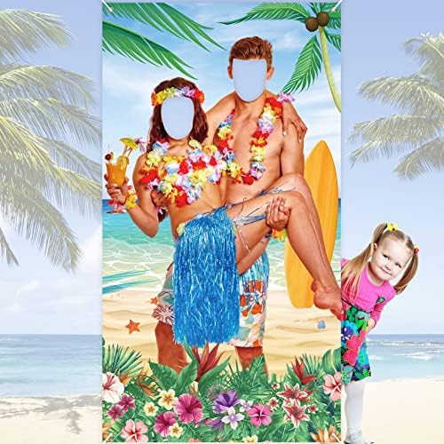 Decorações de festa da festa havaiana Banner de fotos de casal adereços gigantes pendurados cabine de fotos decoração de banner
