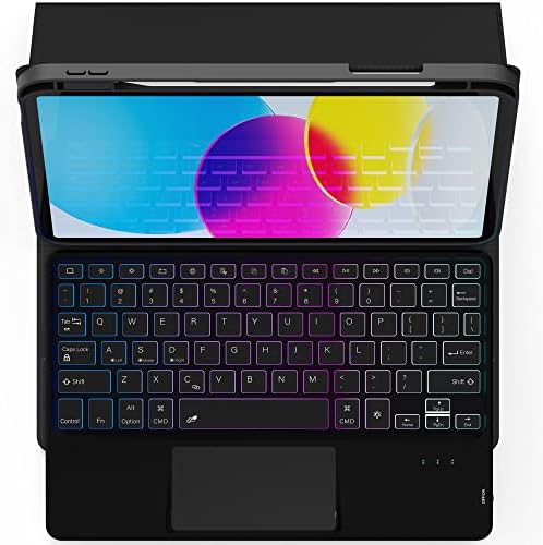 Para o iPad 10th Generation Case with Teclado - 3 zone 7 colorido iluminado com trackpad de trackpad tampa do teclado - iPad 10th 10,9